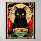 Kawaii Cat Eating Ramen Noodles Funny Anime Gift G Poster (Vorne)
