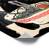 Kawaii Cat Eating Ramen Noodles Funny Anime Gift G Poster (Ecke)