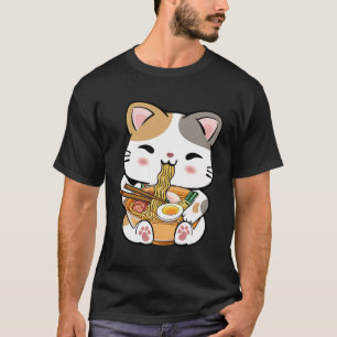 Kawaii Cat Eating Ramen Noodles Kawaii Anime Cat R T-Shirt