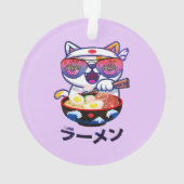 Kawaii Cat Eating Ramen Noodles Ornament (Rückseite)