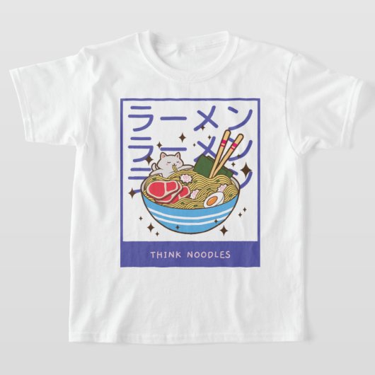 Kawaii Cat Eating Spaghetti 40 T-Shirt (Ablage )