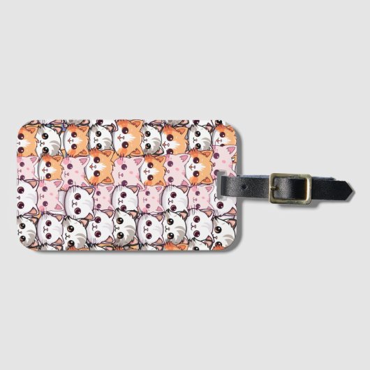 Kawaii Cat feline Kitten Haustier Druckklopfen Gepäckanhänger (Vorderseite (Horizontal))