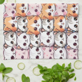 Kawaii Cat feline Kitten Haustier Druckklopfen Geschirrtuch (Gefaltet)