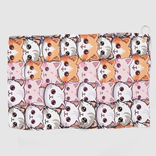 Kawaii Cat feline Kitten Haustier Druckklopfen Golfhandtuch (Horizontal)