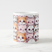 Kawaii Cat feline Kitten Haustier Druckklopfen Jumbo-Tasse (Vorderseite)