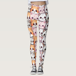 Kawaii Cat feline Kitten Haustier Druckklopfen Leggings