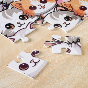 Kawaii Cat feline Kitten Haustier Druckklopfen Puzzle