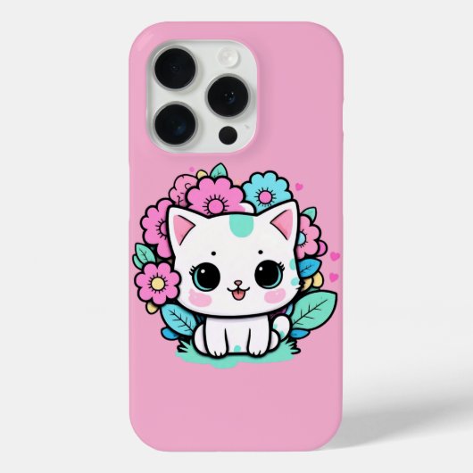 Kawaii Cat Floral iPhone 16 Pro Max Fall 2025 Case-Mate iPhone Hülle (Rückseite)