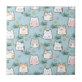 Kawaii Cat im Hintergrund Fliese (Vorderseite)