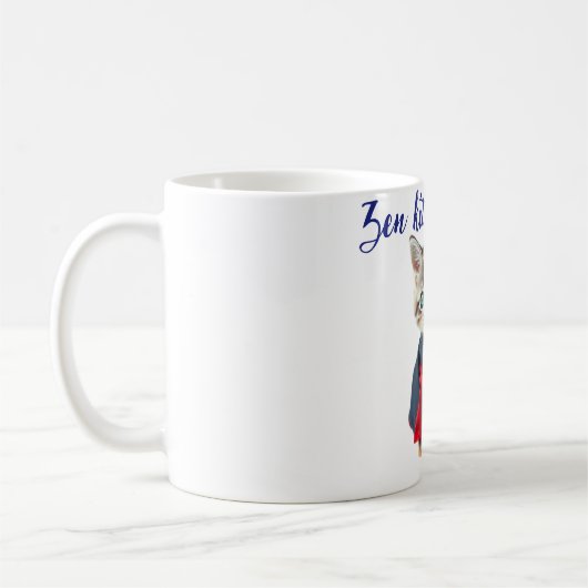 😻 Kawaii Cat in Blue Kimono - Japanese Style Art Kaffeetasse (Links)