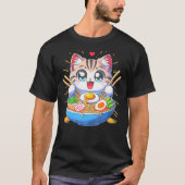 Kawaii Cat Japanisch Anime Manga Cat Ramen T-Shirt (Vorderseite)