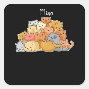 Kawaii cat japanisch animiert niedliche Liebhaber  Quadratischer Aufkleber