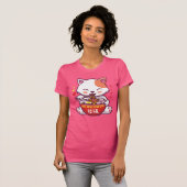 Kawaii Cat Lieben Ramen | Anime Kitty eat Ramen T-Shirt (Vorne ganz)