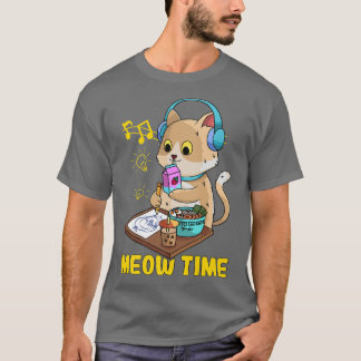 Kawaii Cat Lieben Ramen Bubble Tea Musik und Manga T-Shirt