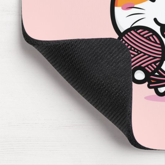 Kawaii Cat mit Yarn Mouse Pad Mousepad (Ecke)