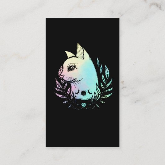 Kawaii Cat Moon Wicca Pastel Goth Kitten Crescent Visitenkarte (Vorderseite)