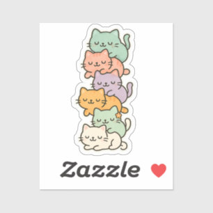 Kawaii Cat Mountain Pastell Aufkleber