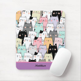 Kawaii-Cat-Muster - benutzerdefinierbarer Name Mousepad