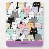 Kawaii-Cat-Muster - benutzerdefinierbarer Name Mousepad (Vorne)