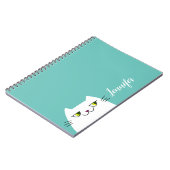 Kawaii Cat Niedlich Pastel Blue Notizblock (Linke Seite)