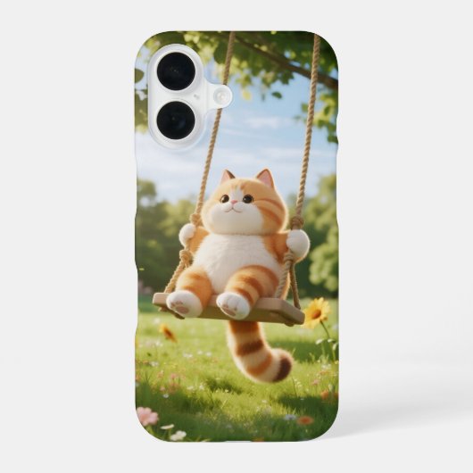 Kawaii Cat on Swing Phone Case iPhone 16 Hülle (Rückseite)