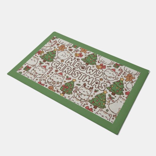 Kawaii Cat Pattern Christmas Welcome Doormat Fußmatte (Schrägansicht)