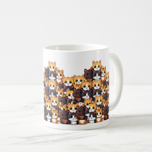 Kawaii Cat Pattern in Soft Colors Tasse (VorderseiteRechts)