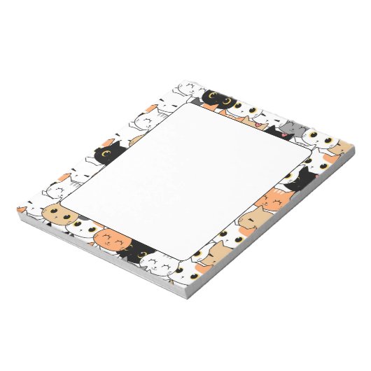 Kawaii Cat Pattern Notizblock (Rotiert)