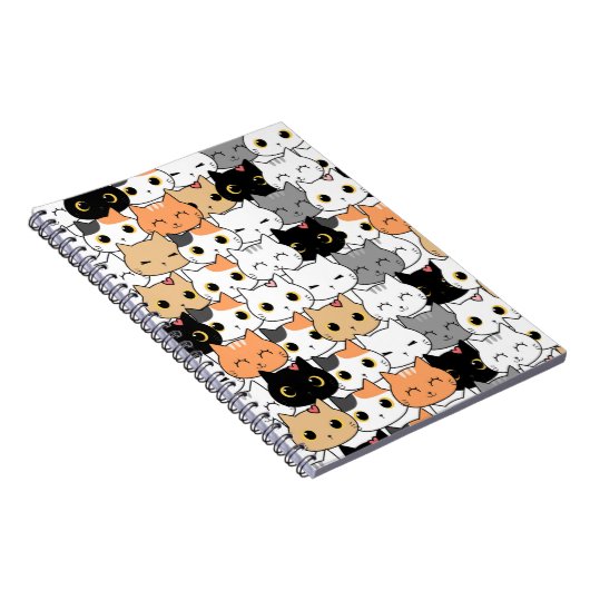 Kawaii Cat Pattern Notizblock (Rechte Seite)