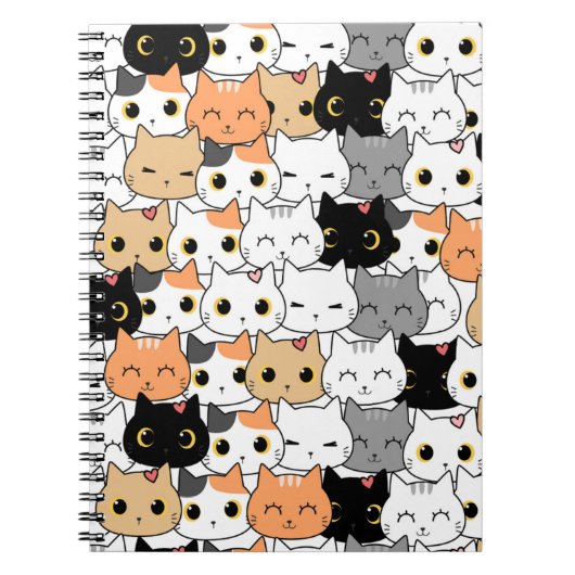 Kawaii Cat Pattern Notizblock (Vorderseite)
