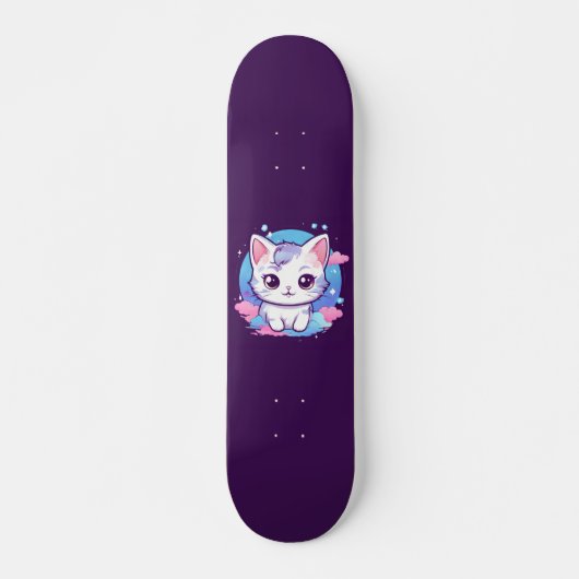 Kawaii Cat Pink Skateboard (Vorne)
