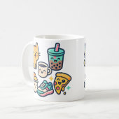 Kawaii Cat Pizza Bubble Tee Kaffee - Niedliche Tas Kaffeetasse (Vorderseite Links)