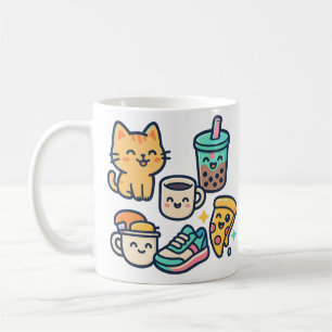 Kawaii Cat Pizza Bubble Tee Kaffee - Niedliche Tas Kaffeetasse