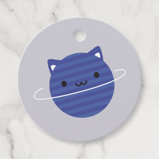 Kawaii Cat Planet im Weltraum Geschenkanhänger (Vorderseite)