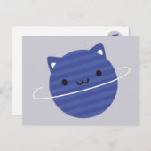 Kawaii Cat Planet im Weltraum Postkarte (Vorne/Hinten)