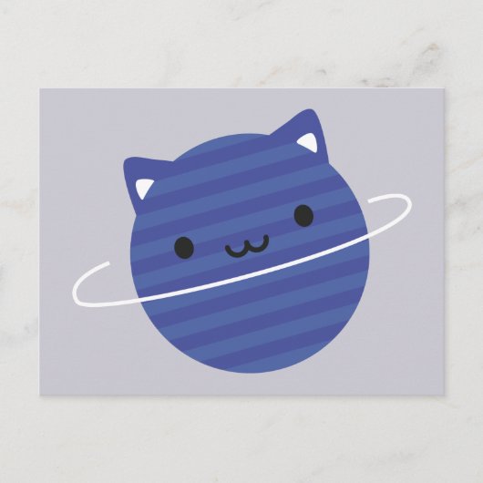 Kawaii Cat Planet im Weltraum Postkarte (Vorderseite)