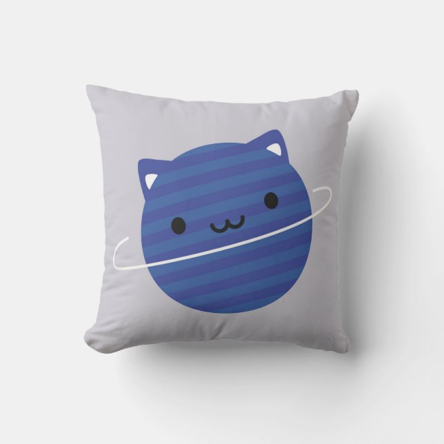 Kawaii Cat Planets in Space Reversible Kissen (Vorderseite)
