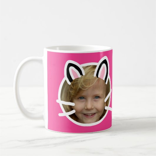 Kawaii Cat Purikura Style Foto Kaffeetasse (Links)