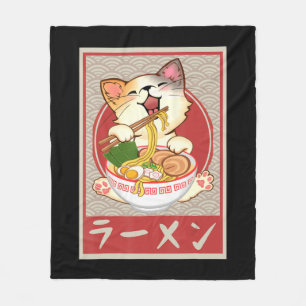 Kawaii Cat Ramen Anime Vintage japanische Gift Gir Fleecedecke