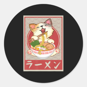 Kawaii Cat Ramen Anime Vintage japanische Gift Gir Runder Aufkleber