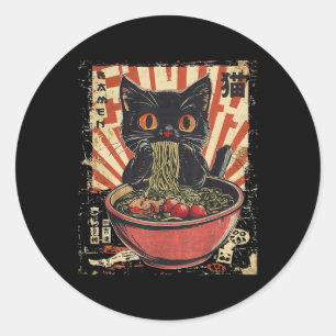 Kawaii Cat Ramen Noodle Funny Japanisch Anime Mang Runder Aufkleber