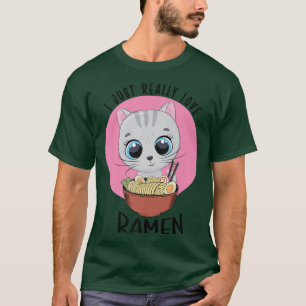 Kawaii Cat Ramen Noodles I einfach wirklich Liebe  T-Shirt