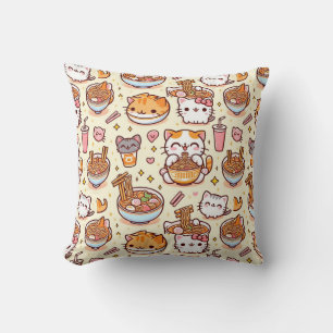 Kawaii Cat Ramen Time Kissen
