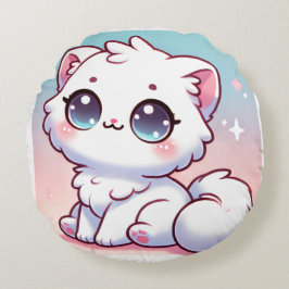 Kawaii Cat Rundkissen Rundes Kissen