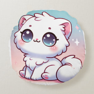 Kawaii Cat Rundkissen Rundes Kissen