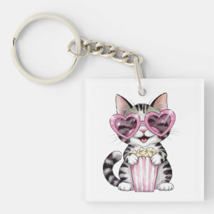 Kawaii Cat Schlüsselanhänger - Niedlich Popcorn Lo