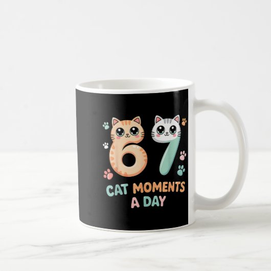 Kawaii Cat Six Seven Alpha Gen Slang 67 Cat Moment Kaffeetasse (Rechts)