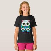 Kawaii Cat Trio Girls Tee Adorable Cartoon Cats  (Vorne ganz)