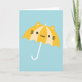 Kawaii Cat Umbrella Karte (Vorderseite)