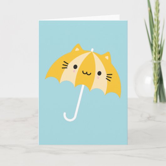Kawaii Cat Umbrella Karte (Vorderseite)